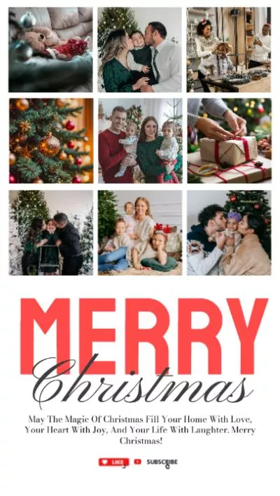 Warm Merry Christmas New Year Family Holiday Photo Collage Message Instagram Story