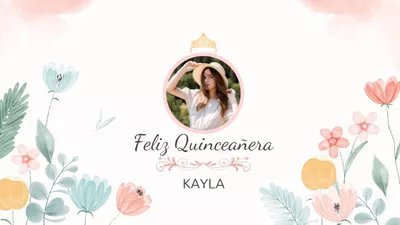 Convite De Quinceanera Estilo Flor Aquarela