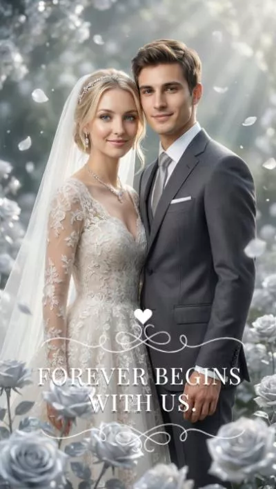 Wedding Couple Petal Kiss