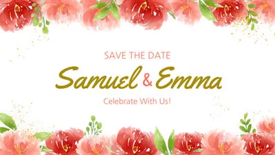 Wedding Save The Date Watercolor Floral Slideshow