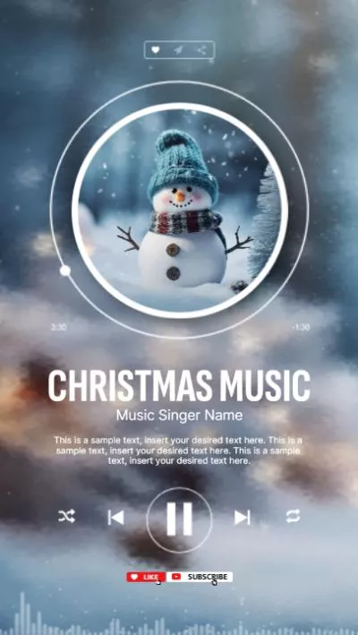 冬の雰囲気のかわいい雪だるまのクリスマス音楽ホリデープレイリストソングTikTokインスタグラムストーリー