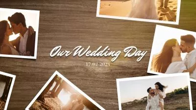 Wood Texture Style Wedding Day Memory Photo Collage Gallery Slideshow