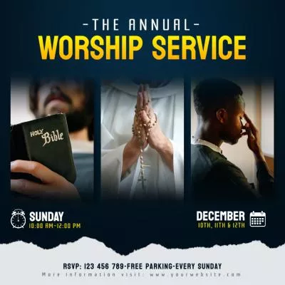 礼拝、日曜礼拝、写真コラージュ、祈り、教会の宣伝、ソーシャルメディア投稿