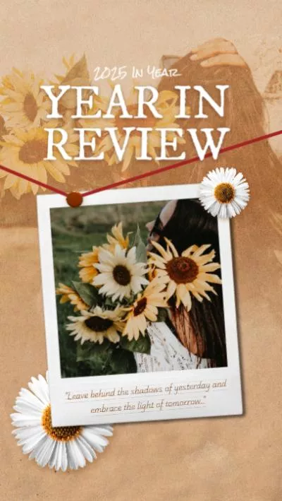 Year Review Of 2025 Flower Polaroid Warm Memories Photo Collage Reel