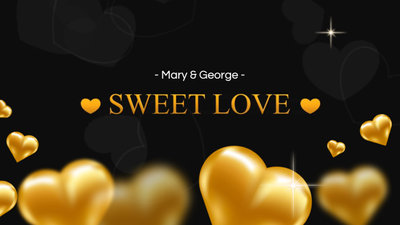 Gelb Goldenes Herz Romantik Jubiläumsdiashow